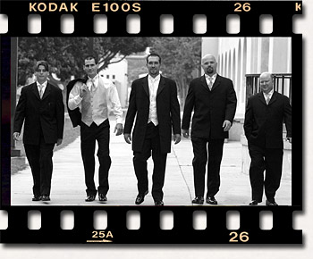 Grooms men walking